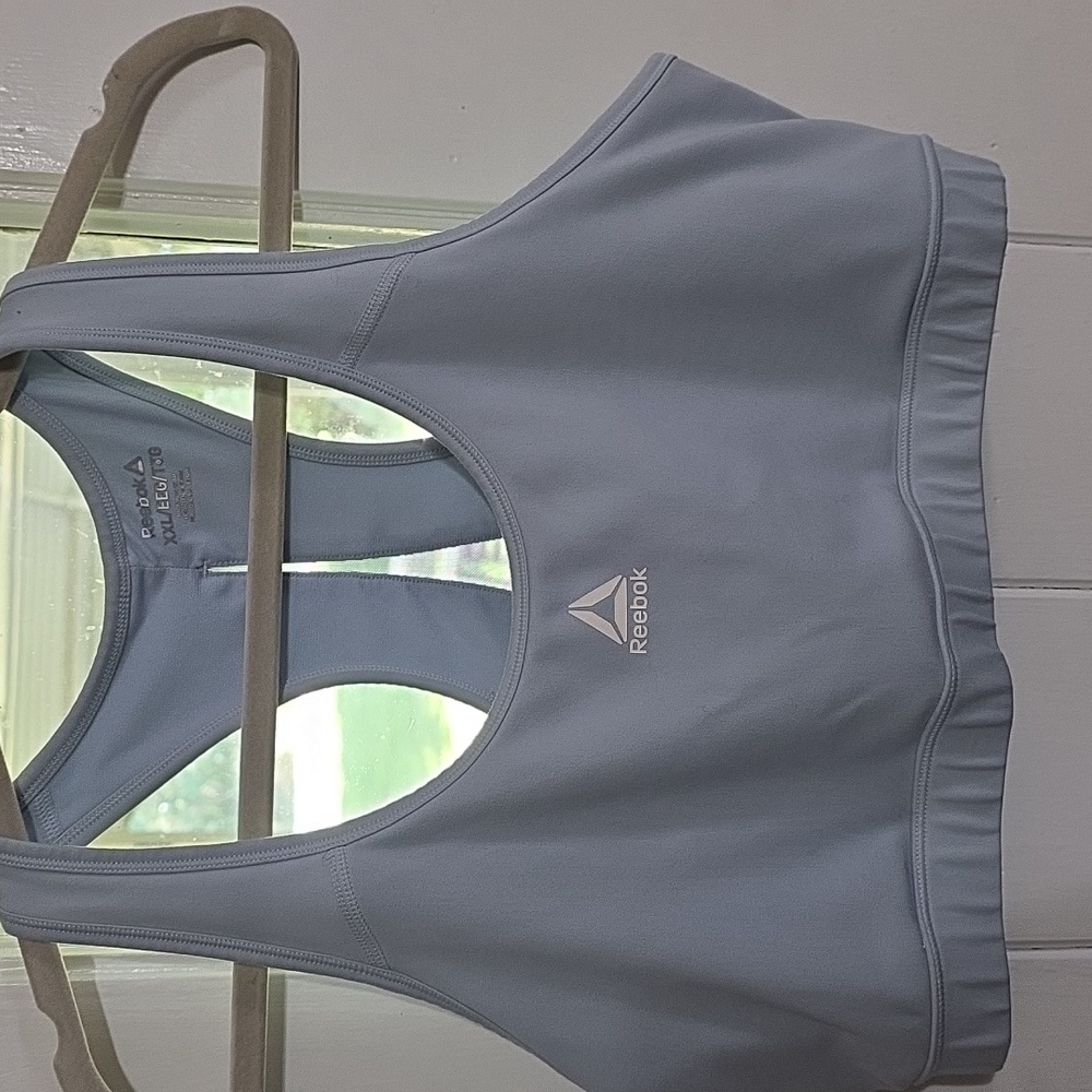 Reebok‎ Women's Sports Athletic Bra Blue W/White Logo Sz XXL GUC